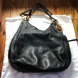 Black Michael Kors Handbag with Gold Hardware
